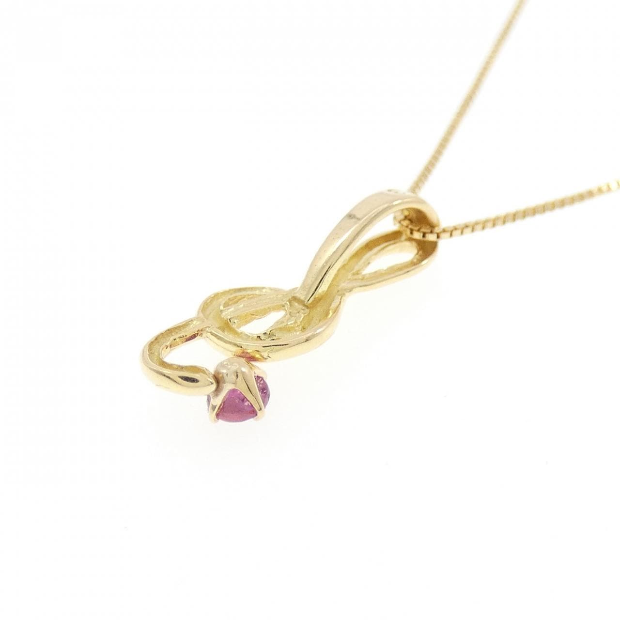 K18YG/18KTYG ト音記号 ルビー ネックレス