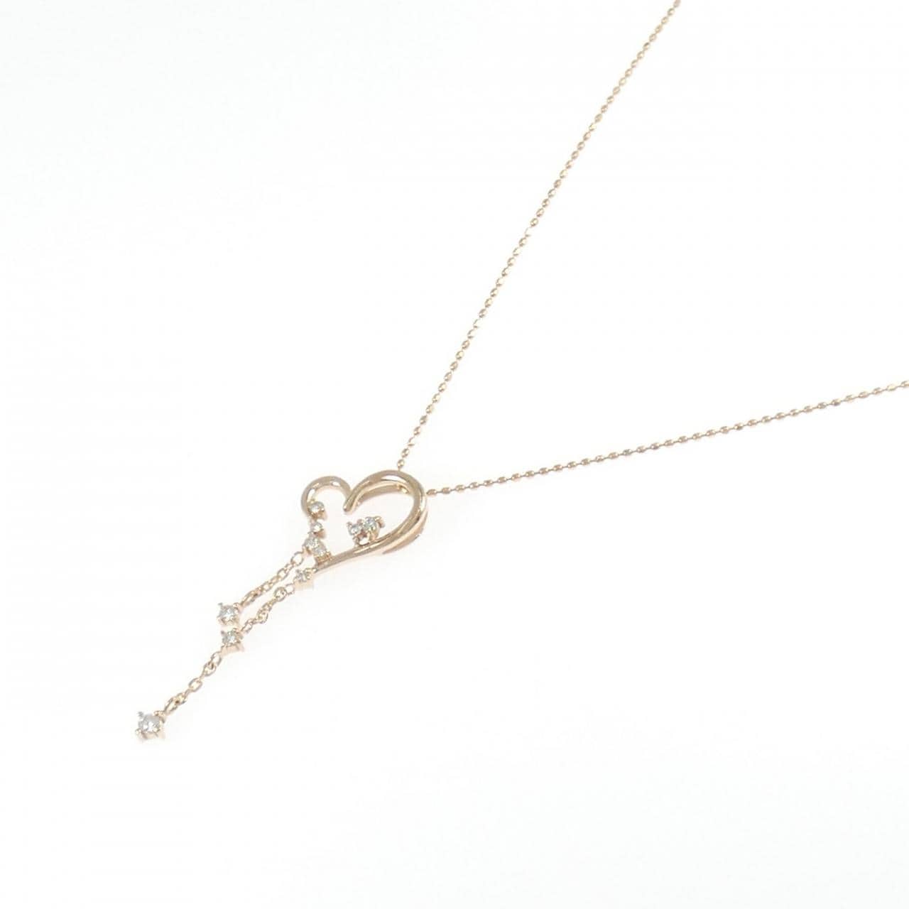 K18PG ハート ダイヤモンド ネックレス 0.15CT