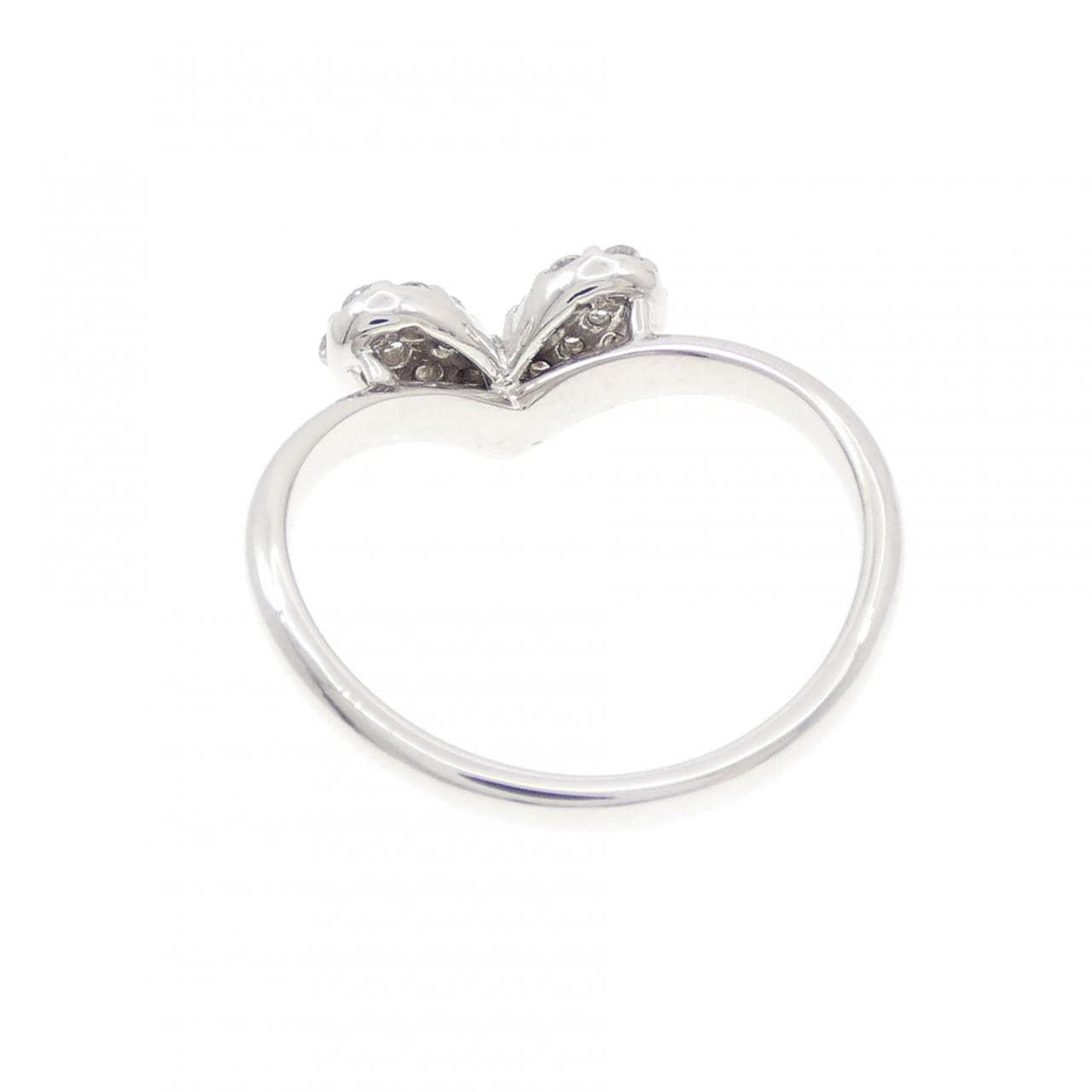 K18WG ハート パヴェ ダイヤモンド リング 0.28CT