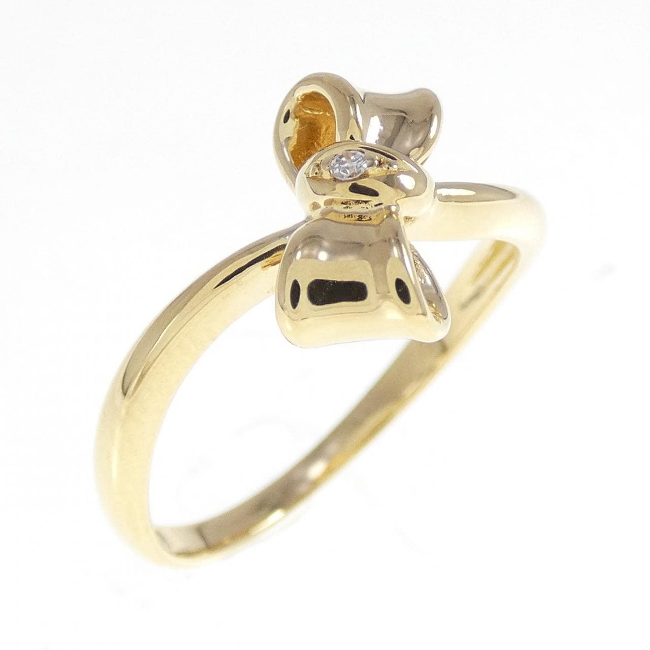 K18YG リボン ダイヤモンド リング 0.006CT