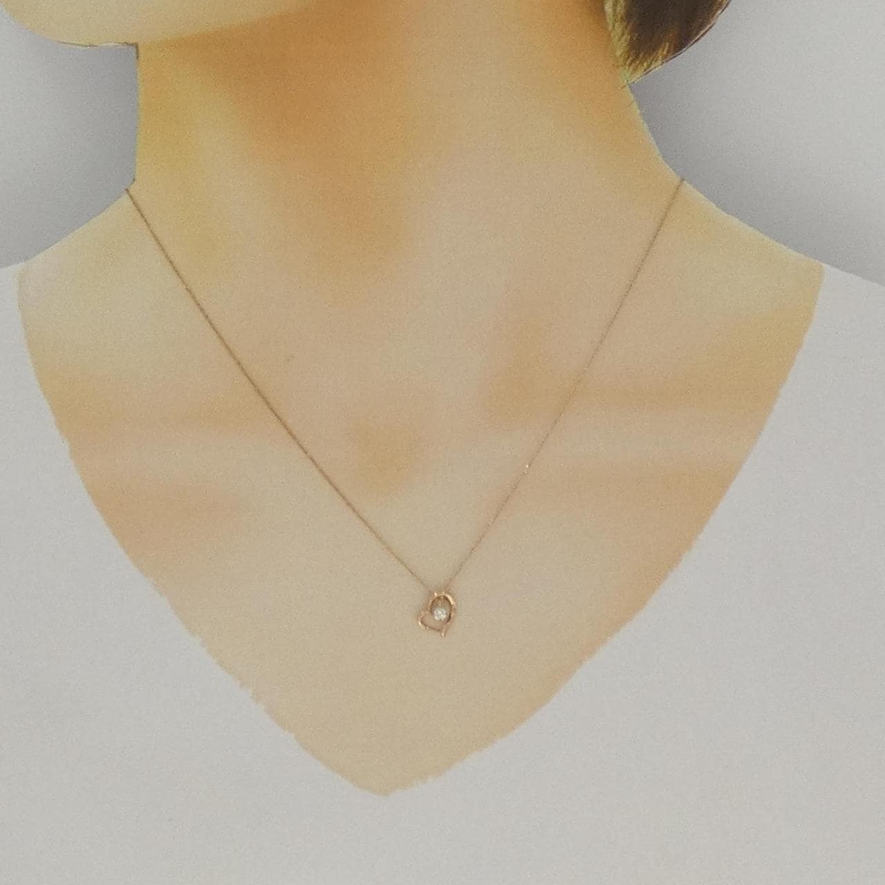 K18PG ハート ダイヤモンド ネックレス 0.05CT