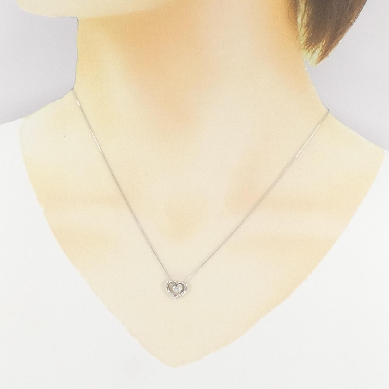 K18WG ハート ダイヤモンド ネックレス 0.06CT