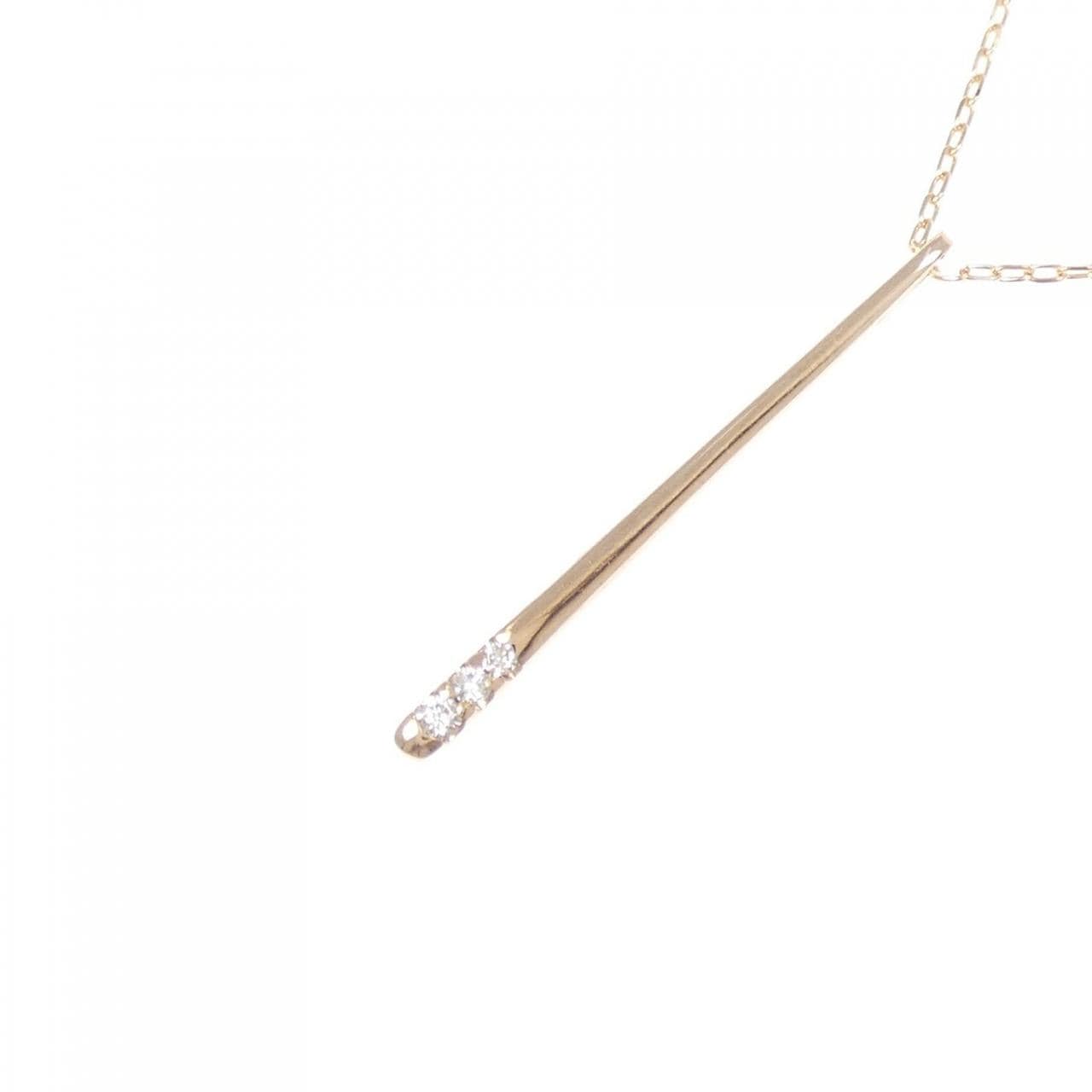K18PG スリーストーン ダイヤモンド ネックレス 0.05CT