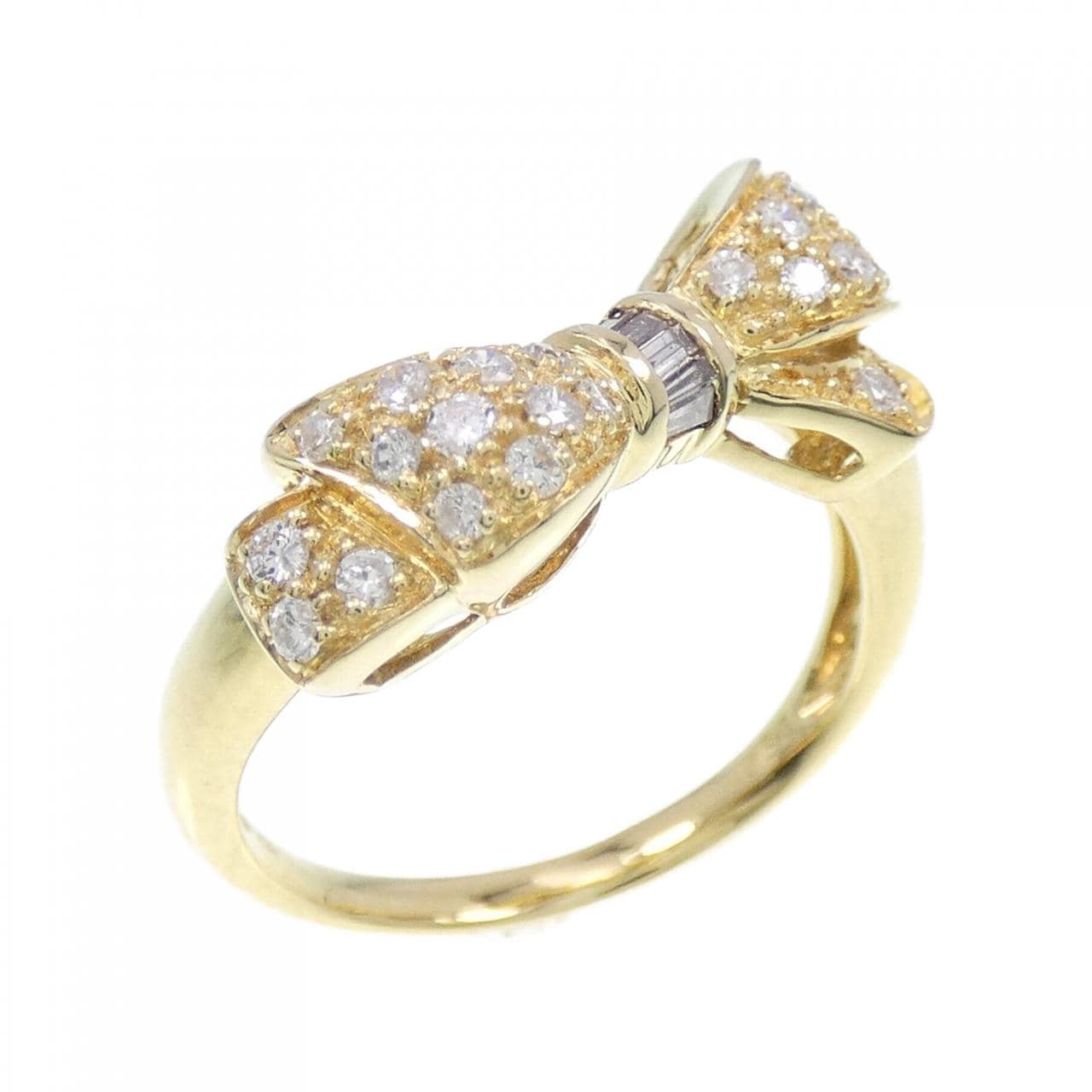 K18YG ribbon Diamond ring 0.33CT