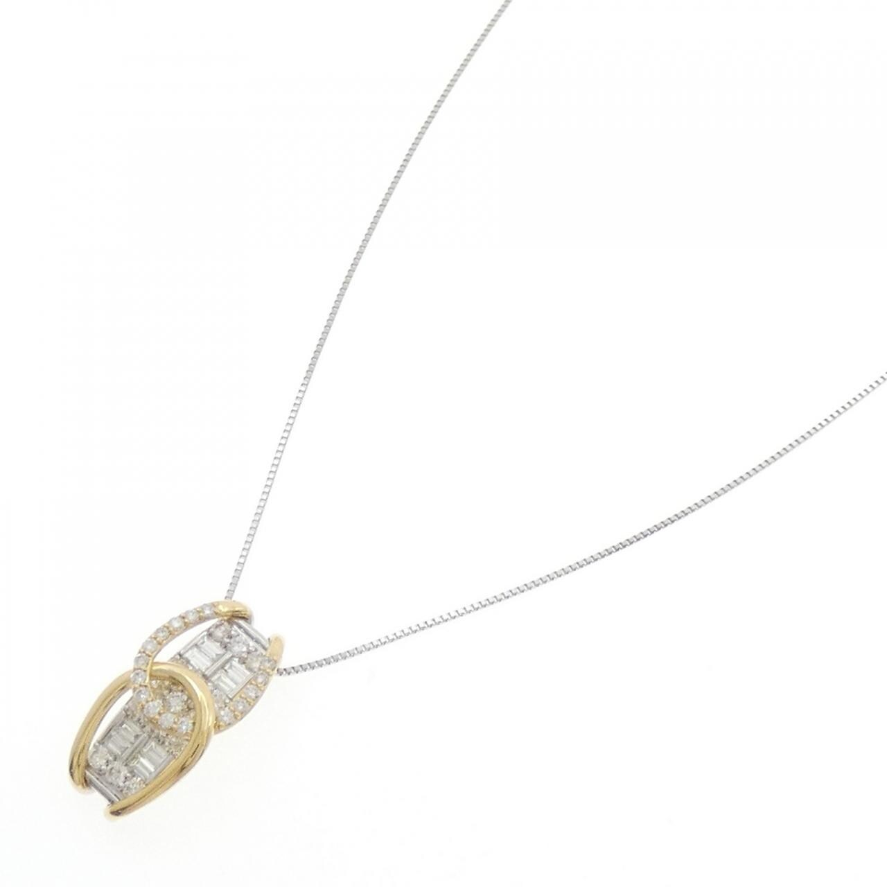【新品】PT900/K18YG/PT850 ダイヤモンド ネックレス 1.00CT