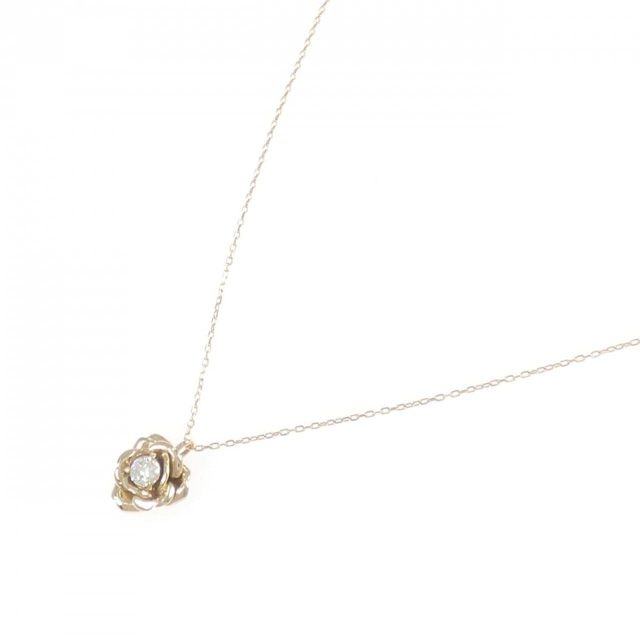 K18PG フラワー ダイヤモンド ネックレス 0.10CT