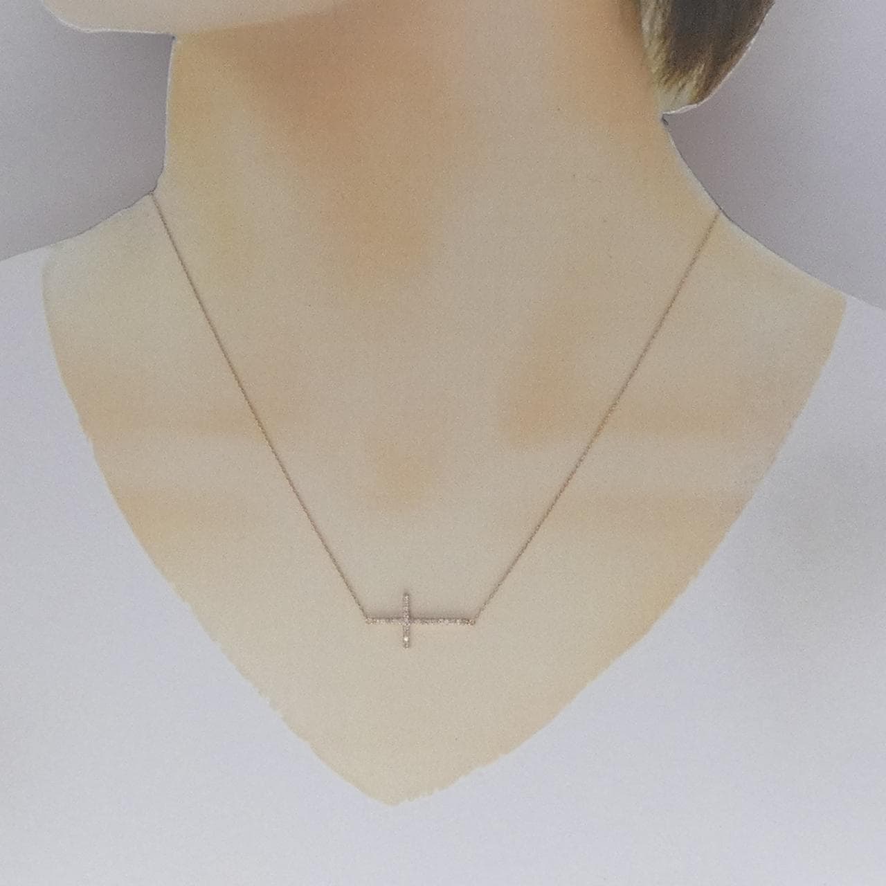 K10PG クロス ダイヤモンド ネックレス 0.12CT
