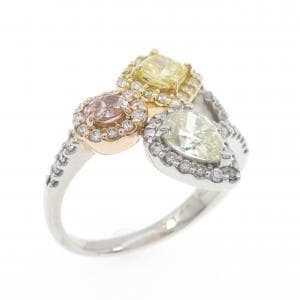 PT900/K18YG/K18PG ダイヤモンド リング 0.144CT FOP SI1/FIY SI2 ファンシーカット