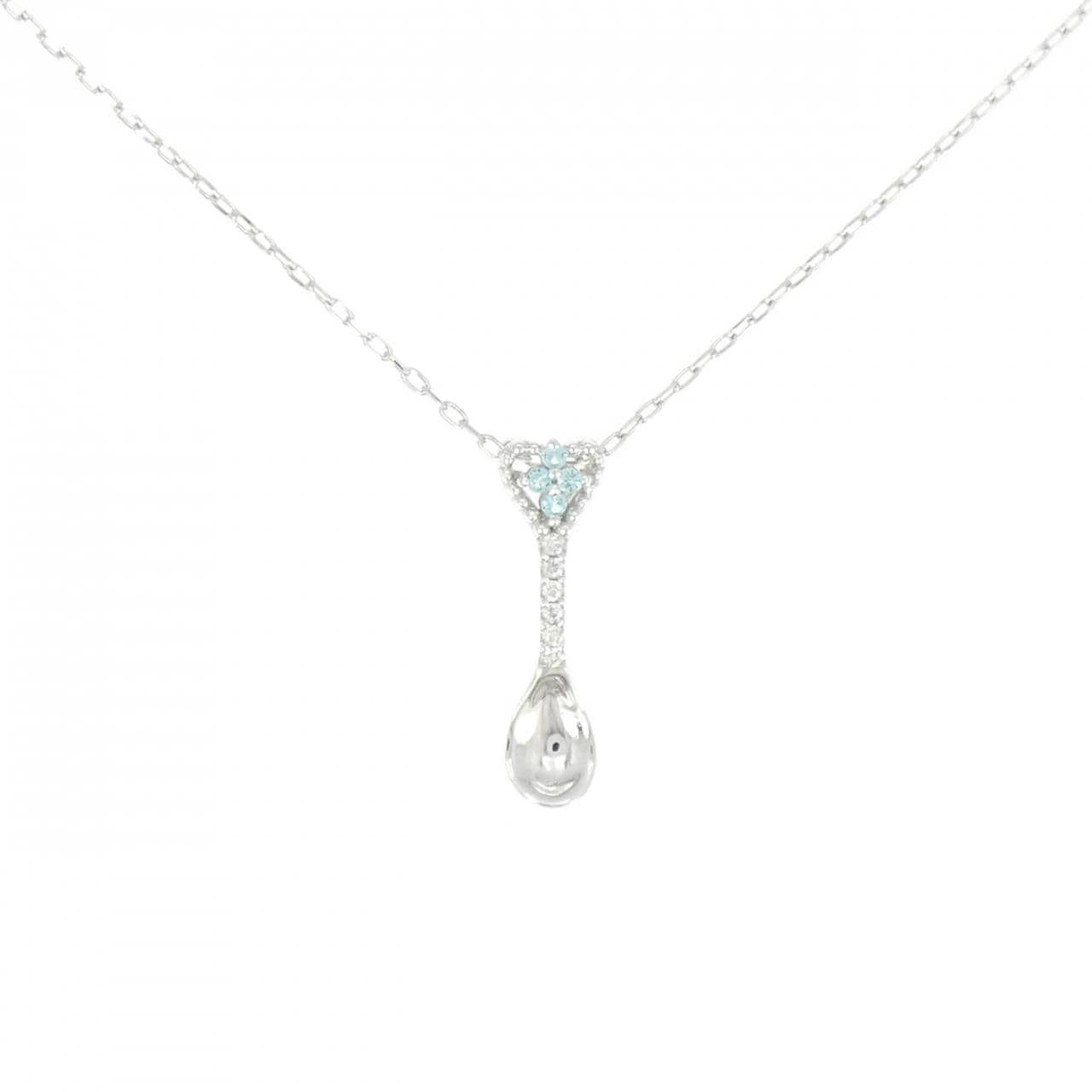 K18WG スプーン トルマリン ネックレス 0.03CT
