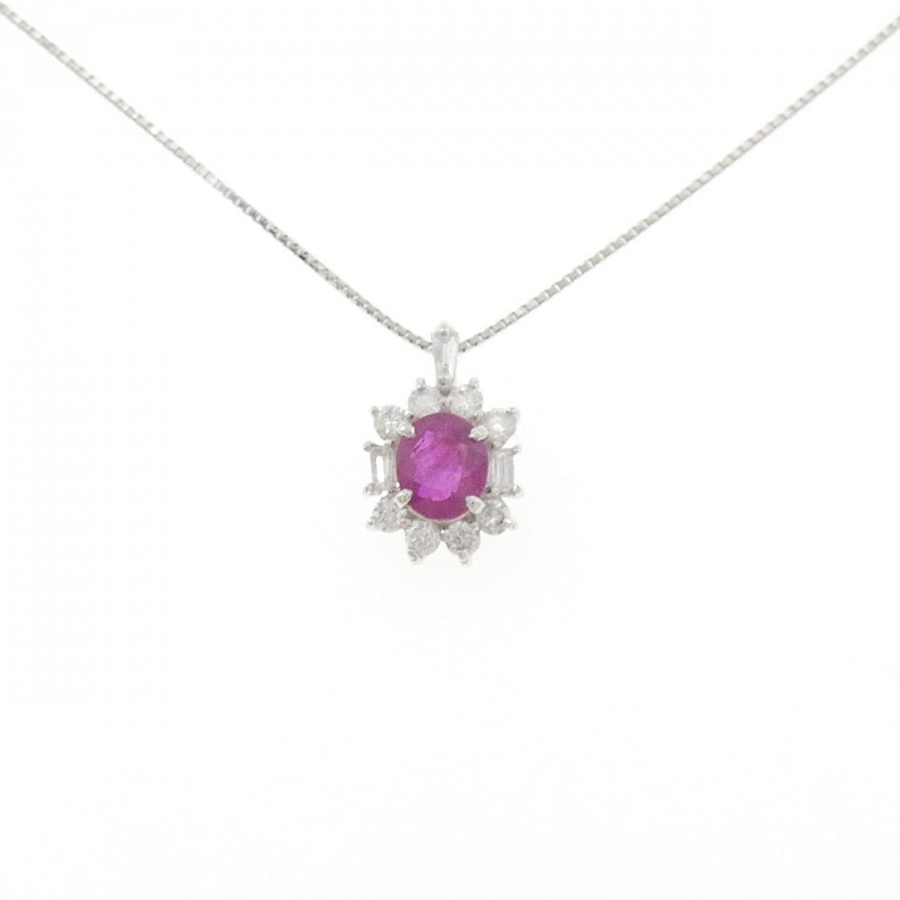 PT900/PT850 ルビー ネックレス 1.14CT