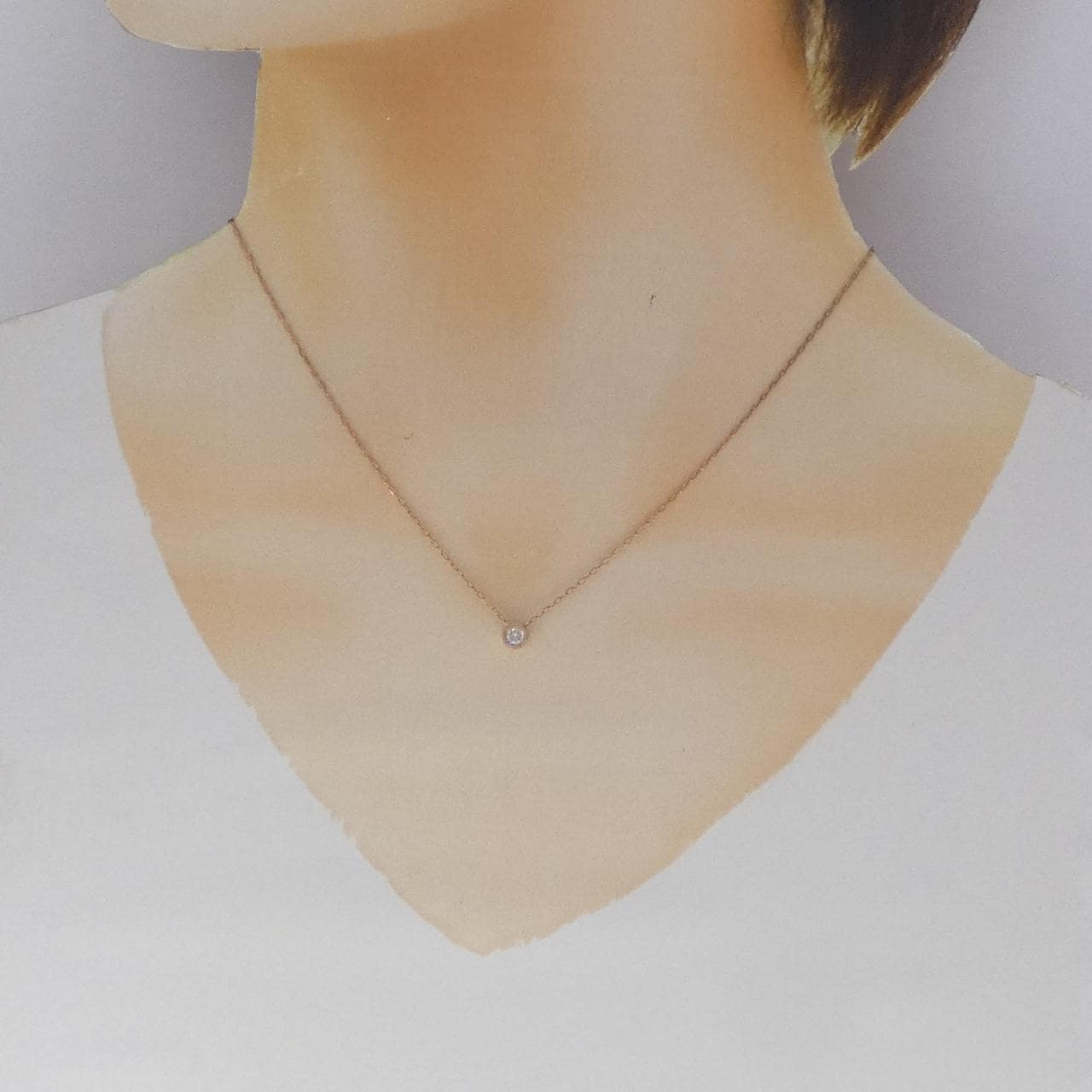 K10PG ソリティア ダイヤモンド ネックレス 0.10CT