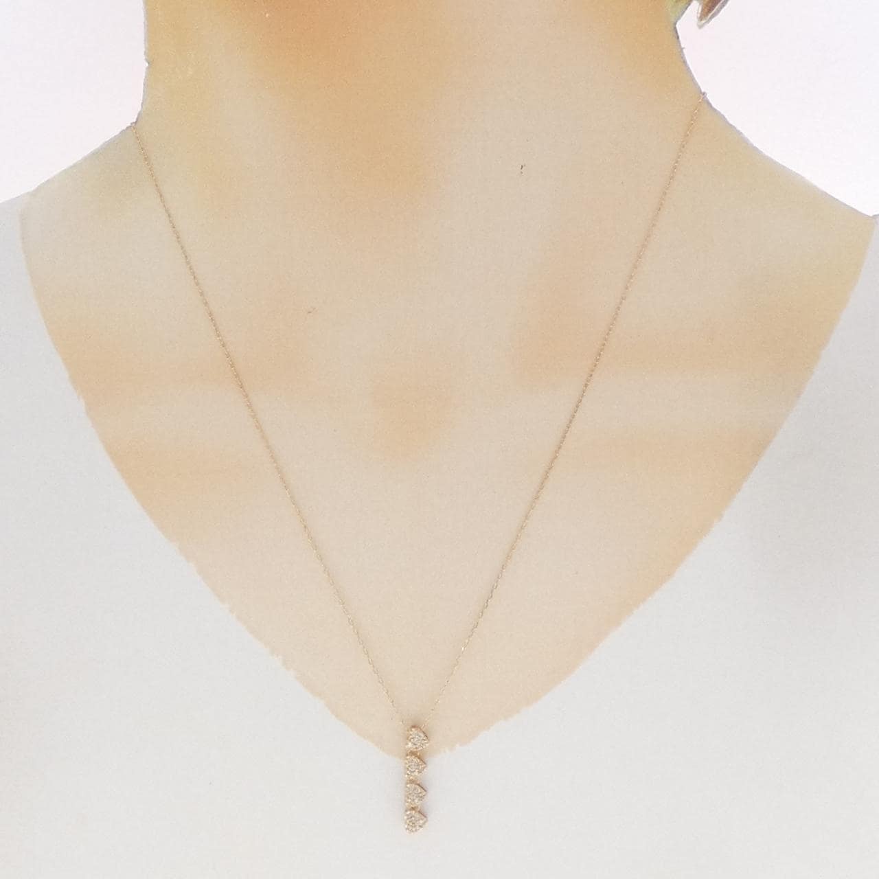 K18PG 2WAY ハート ダイヤモンド ネックレス 0.20CT