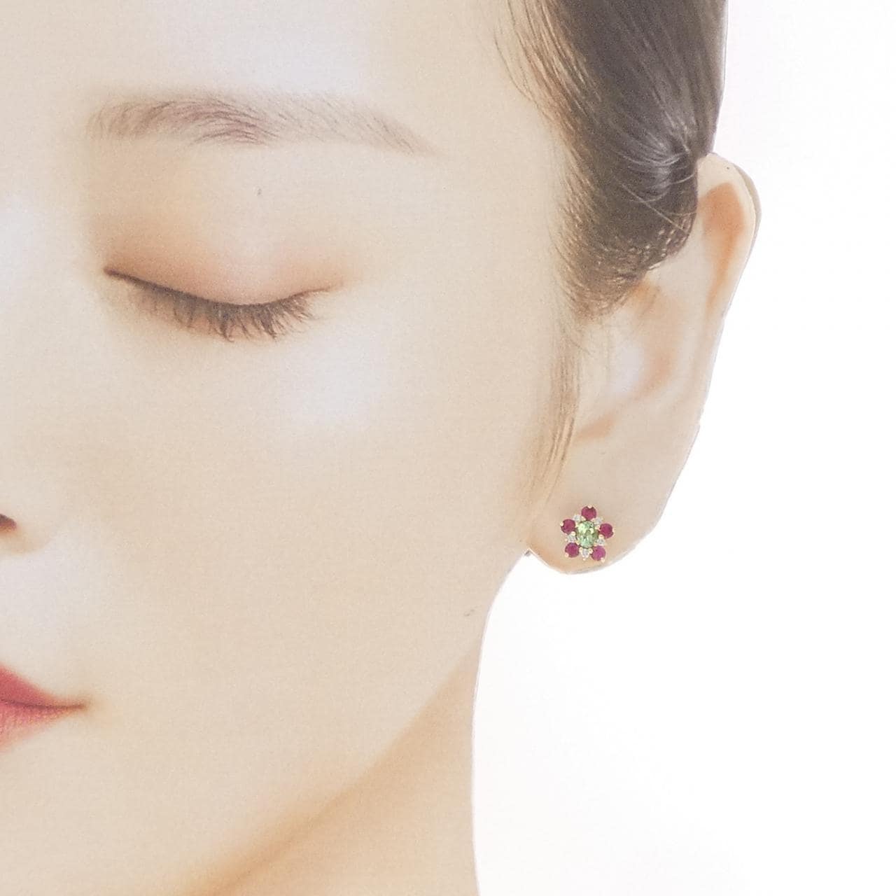K18YG カラーストーン ピアス 片耳
