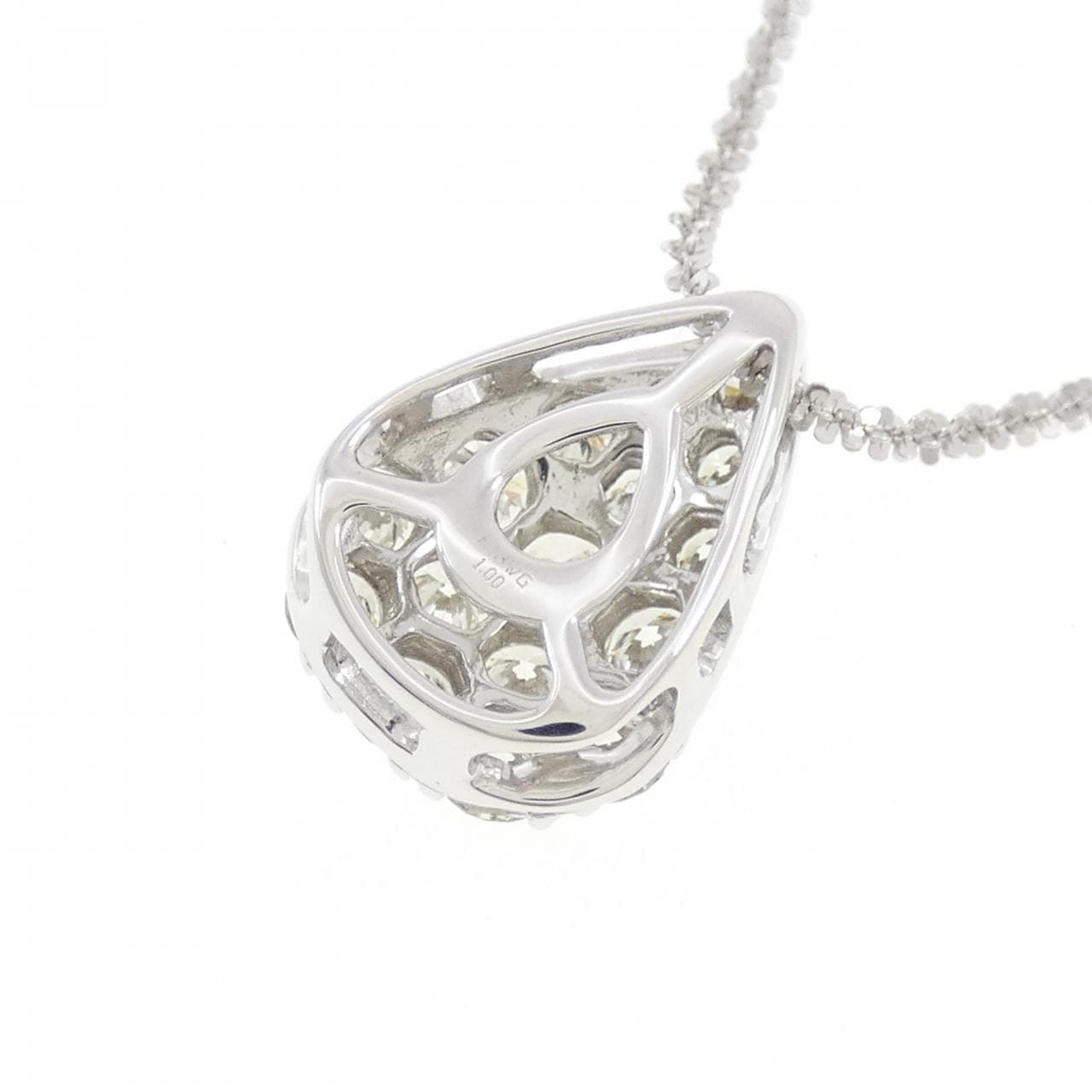 K18WG パヴェ ダイヤモンド ネックレス 1.00CT