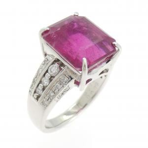 K14WG ルベライト リング 6.74CT