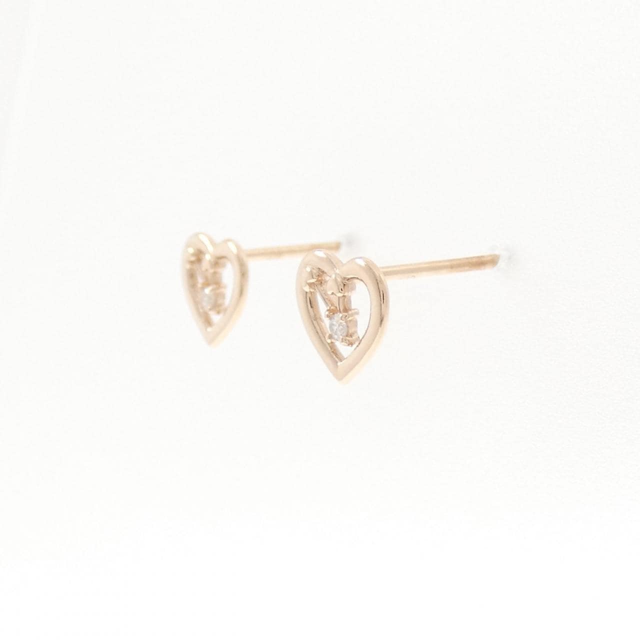 K10PG ハート ダイヤモンド ピアス 0.014CT