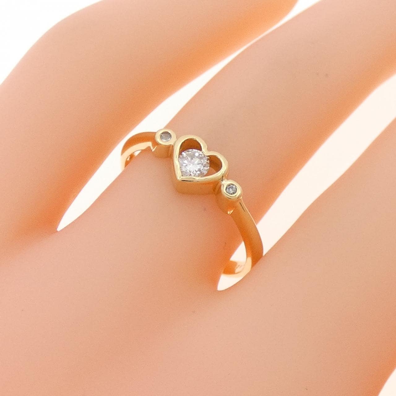K18YG ハート ダイヤモンド リング 0.12CT