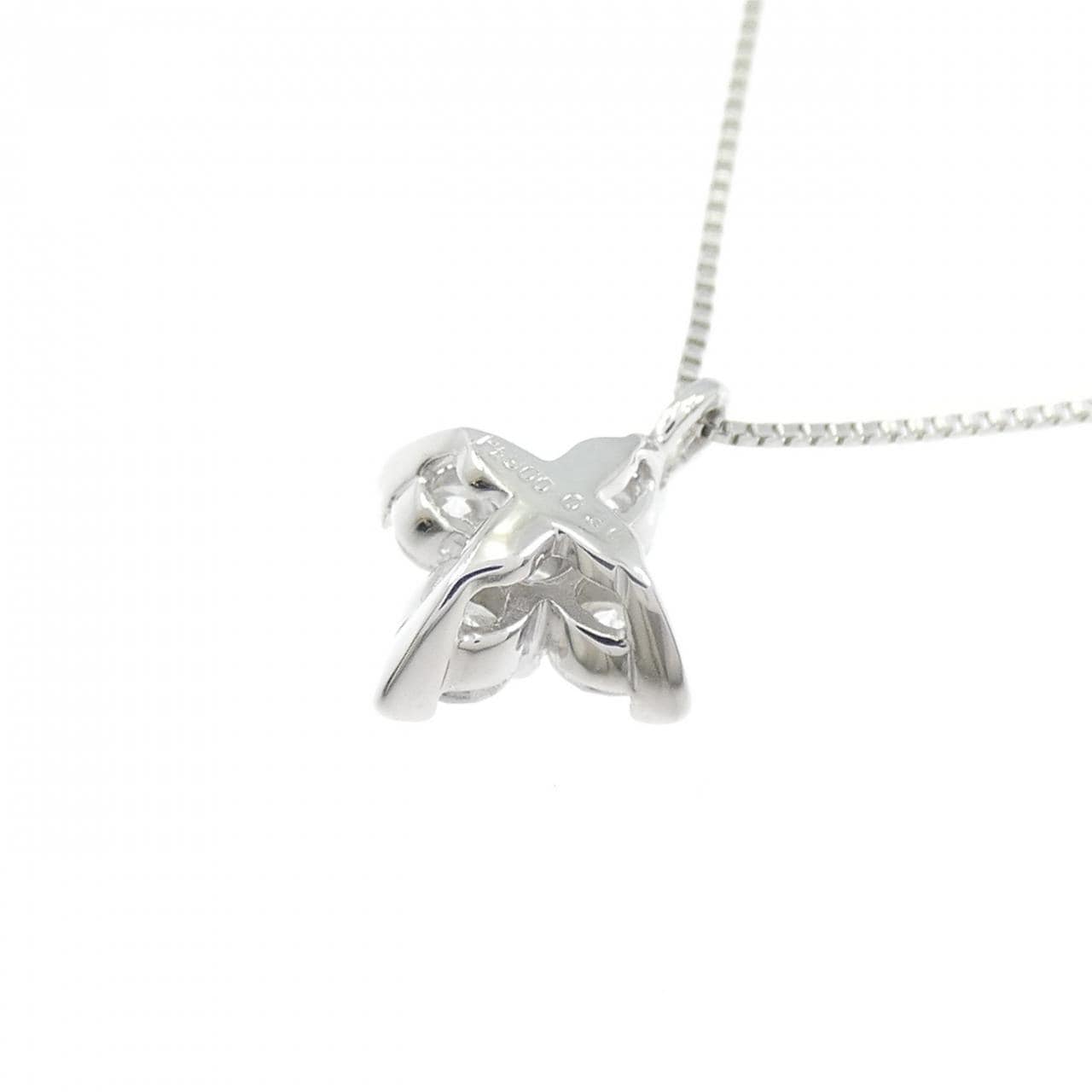 PT900/PT850 フラワー ダイヤモンド ネックレス 0.30CT