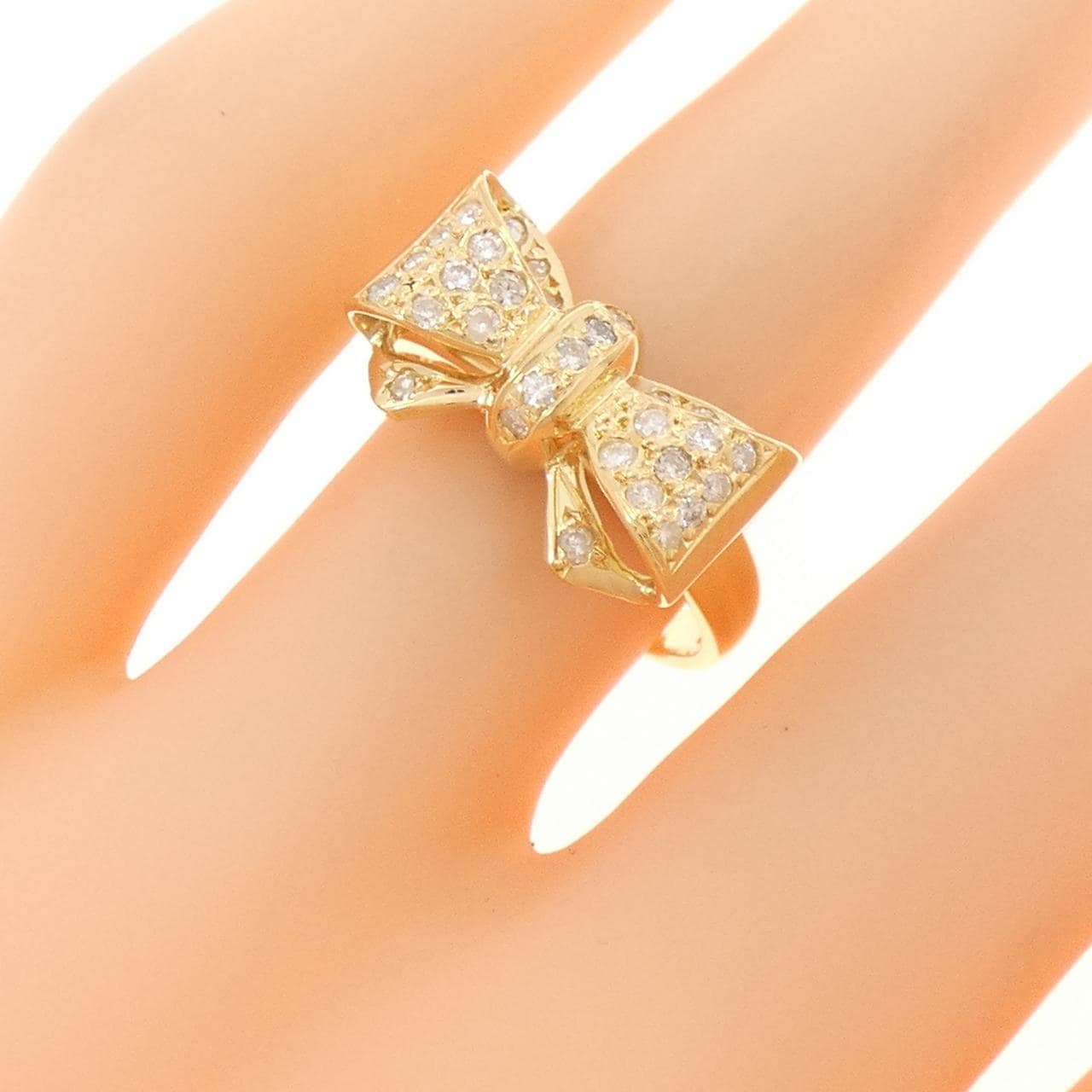 K18YG リボン ダイヤモンド リング 0.30CT
