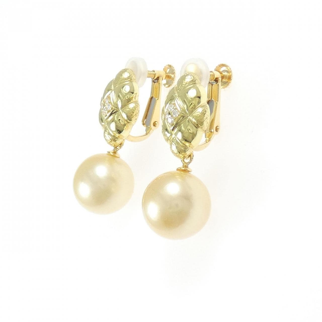 K18YG 白蝶パール イヤリング 10.4mm