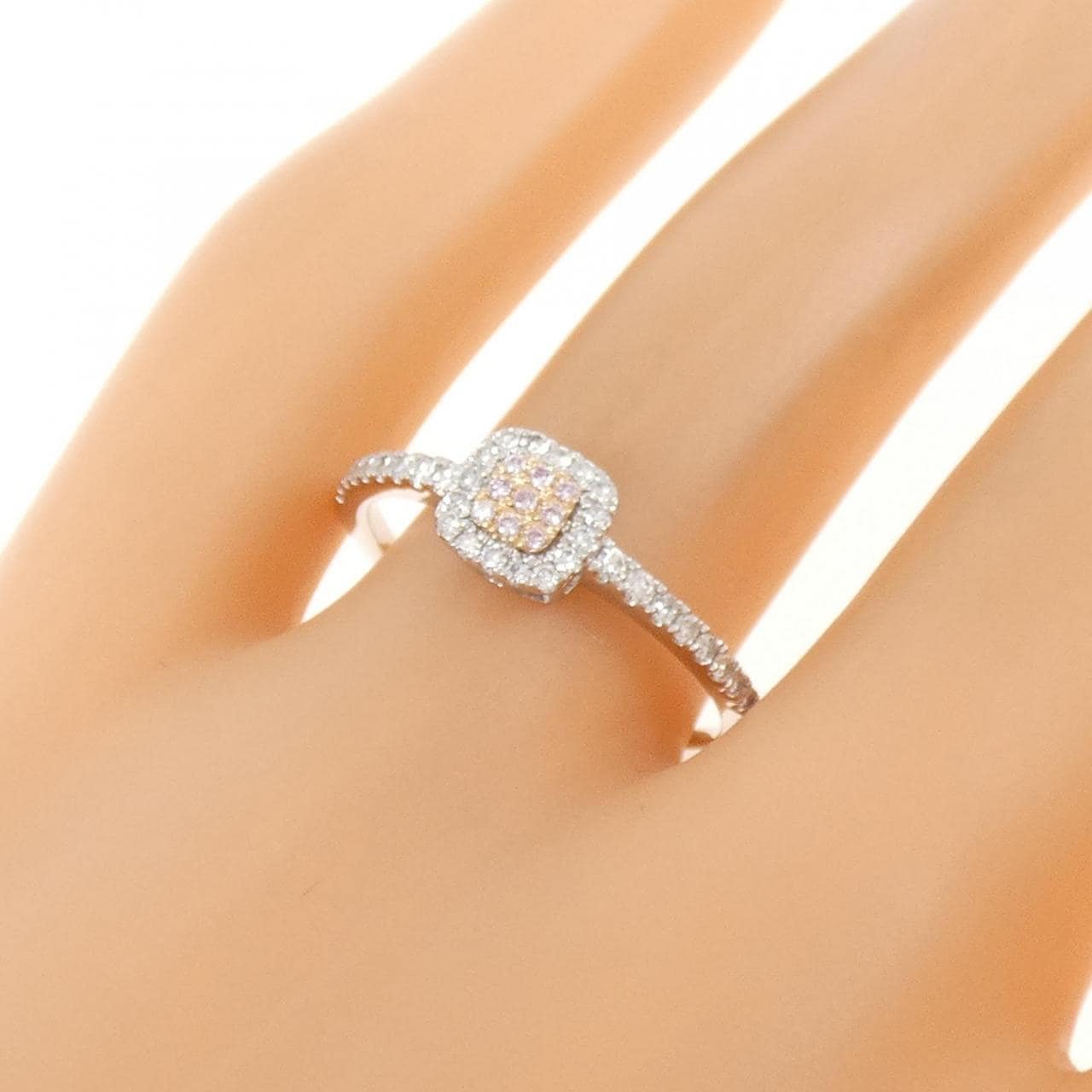 PT950/K18PG ピンクダイヤモンド リング 0.04CT