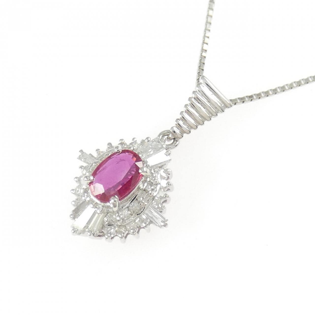 PT900/PT850 ルビー ネックレス 0.52CT