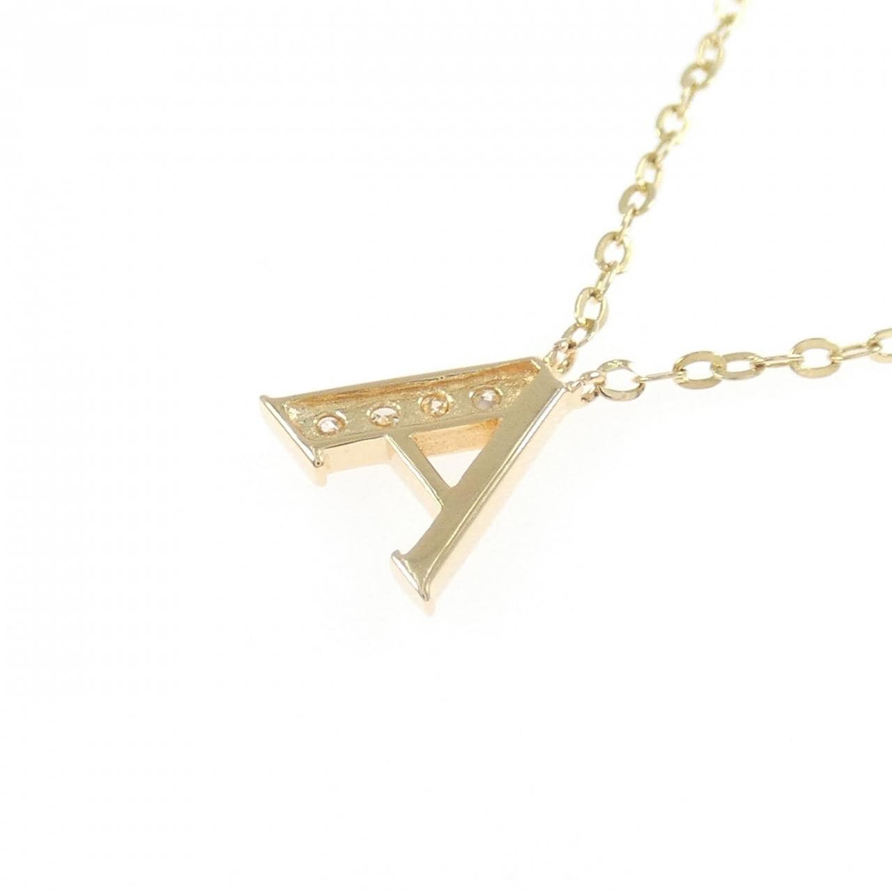 K18YG イニシャルA ダイヤモンド ネックレス