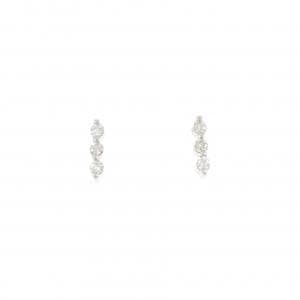 K18WG スリーストーン ダイヤモンド ピアス 0.20CT