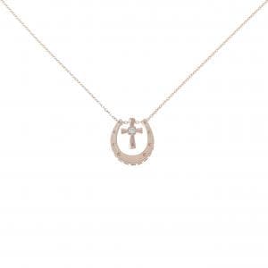 K18PG ホースシュー×クロス ダイヤモンド ネックレス 0.02CT