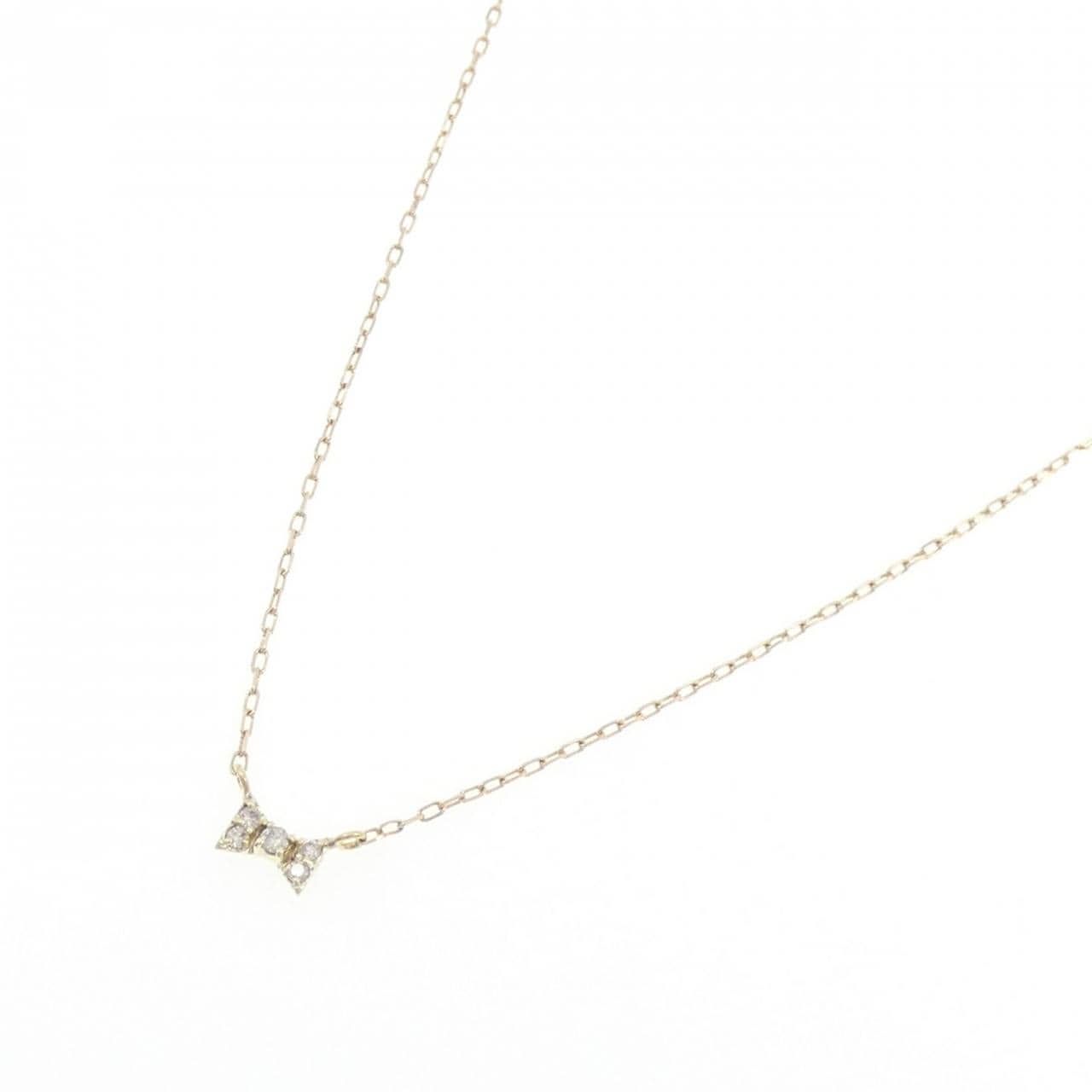 K10YG リボン ダイヤモンド ネックレス 0.06CT