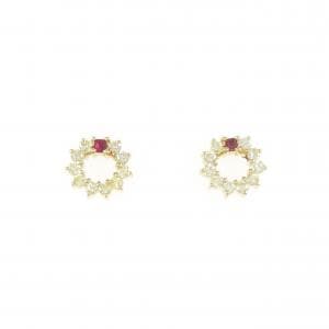 K18YG ルビー ピアス 0.06CT