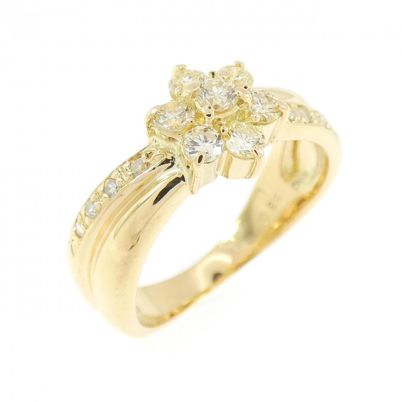 K18YG フラワー ダイヤモンド リング 0.38CT