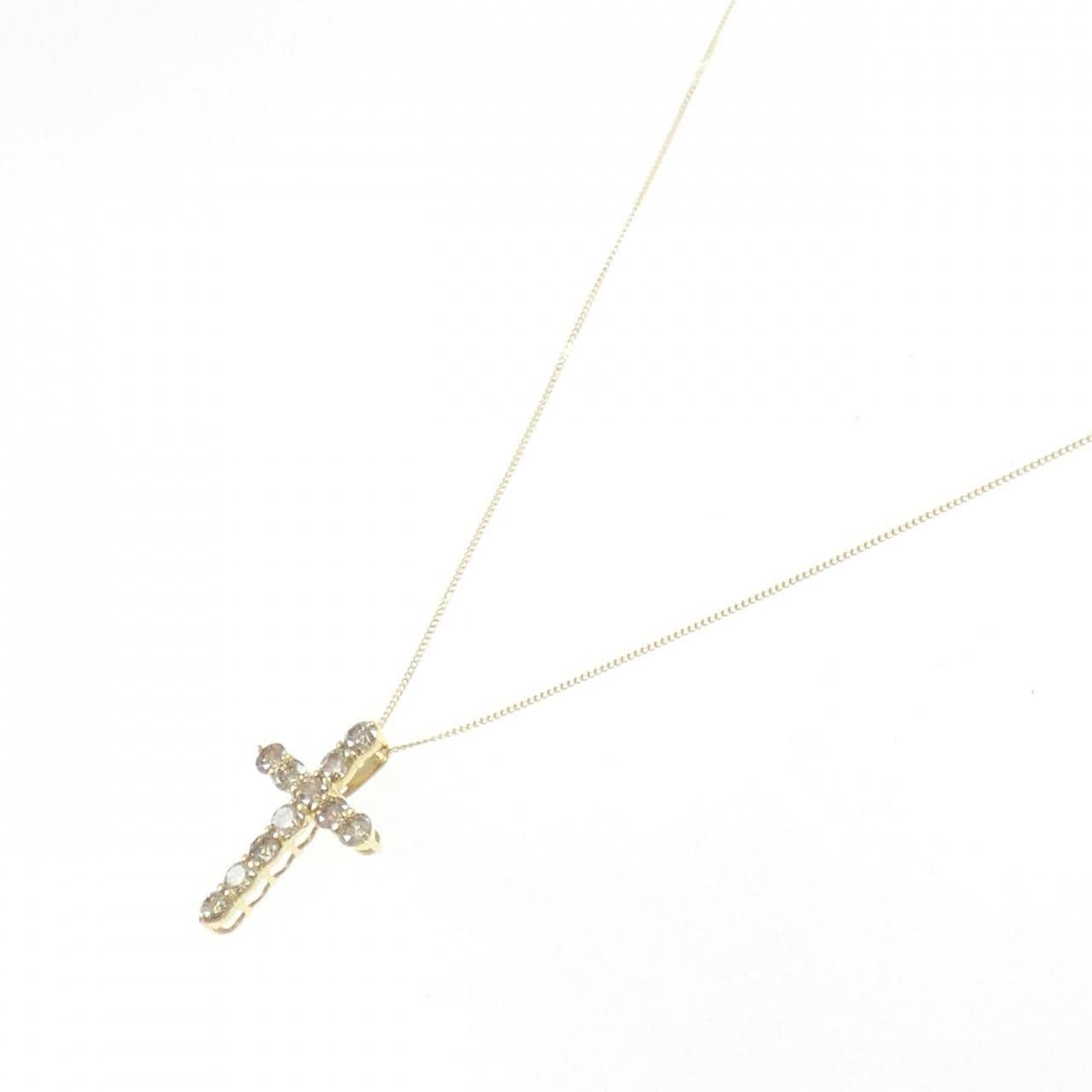 K18YG クロス ダイヤモンド ネックレス 0.90CT