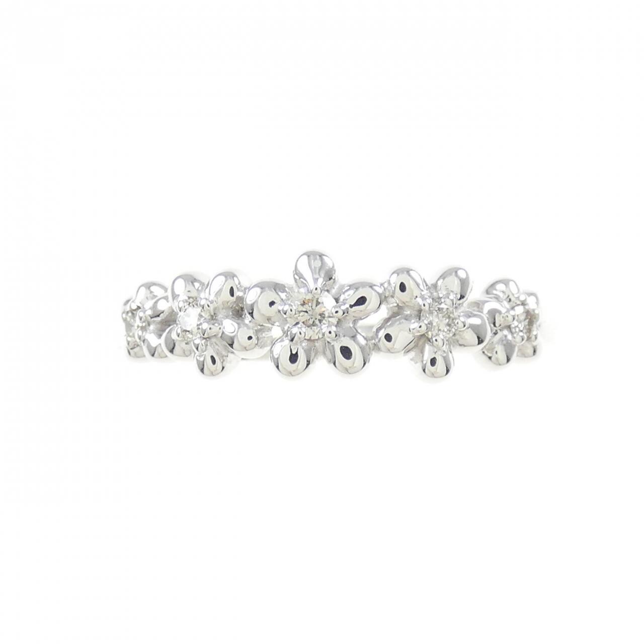 K18WG フラワー ダイヤモンド リング 0.30CT