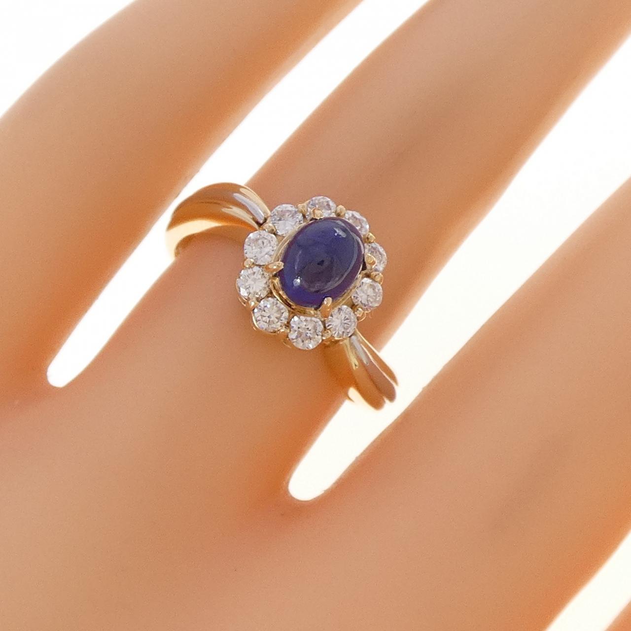 K18YG/PT900 サファイヤ リング 1.24CT