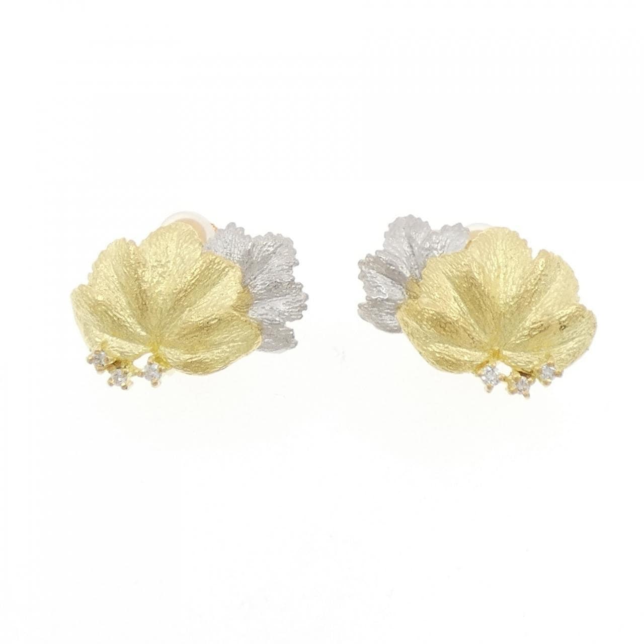 K18YG/PT900鑽石耳夹0.08CT