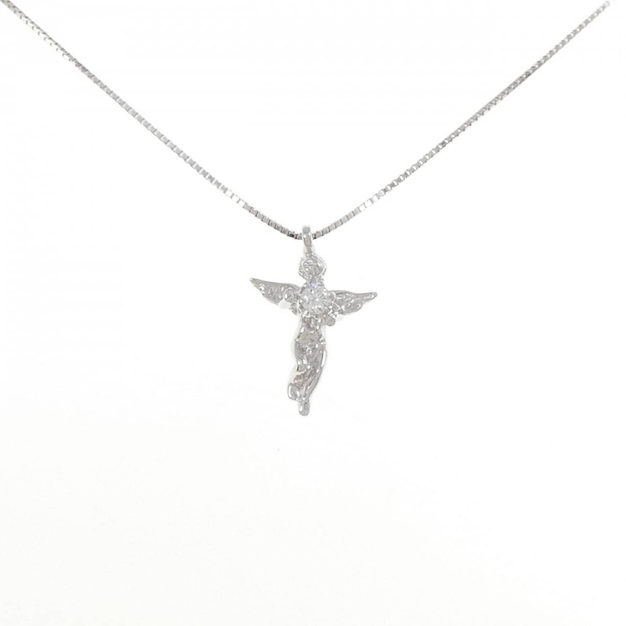 K18WG エンジェル ダイヤモンド ネックレス 0.10CT