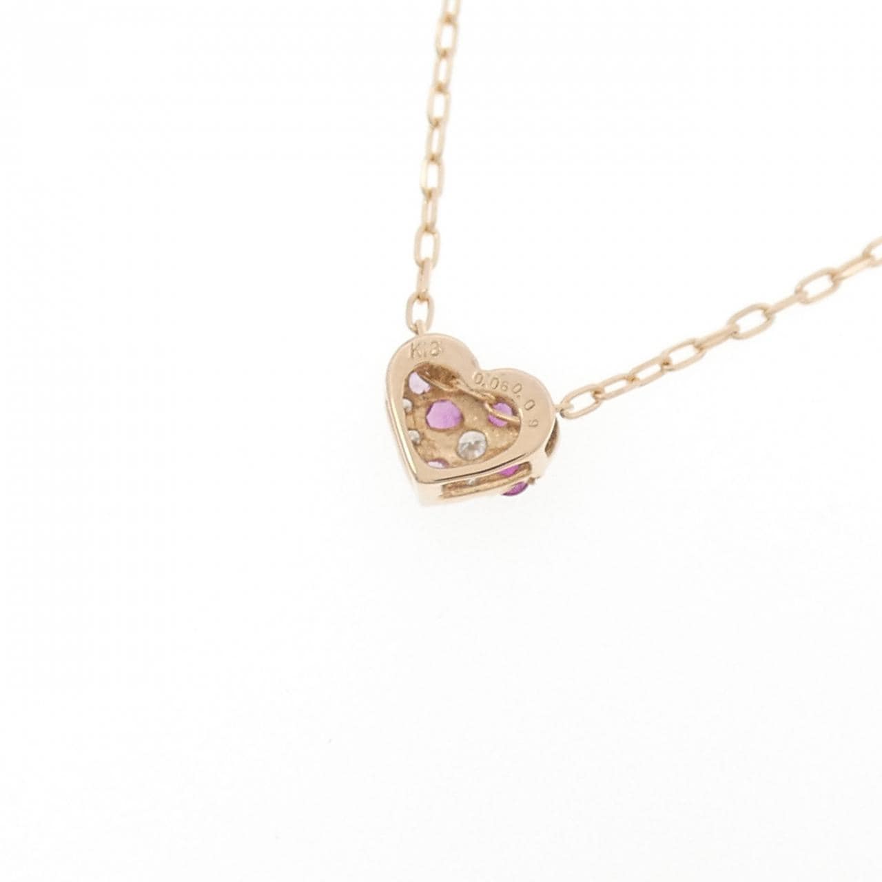 K18PG ハート サファイヤ ネックレス 0.09CT
