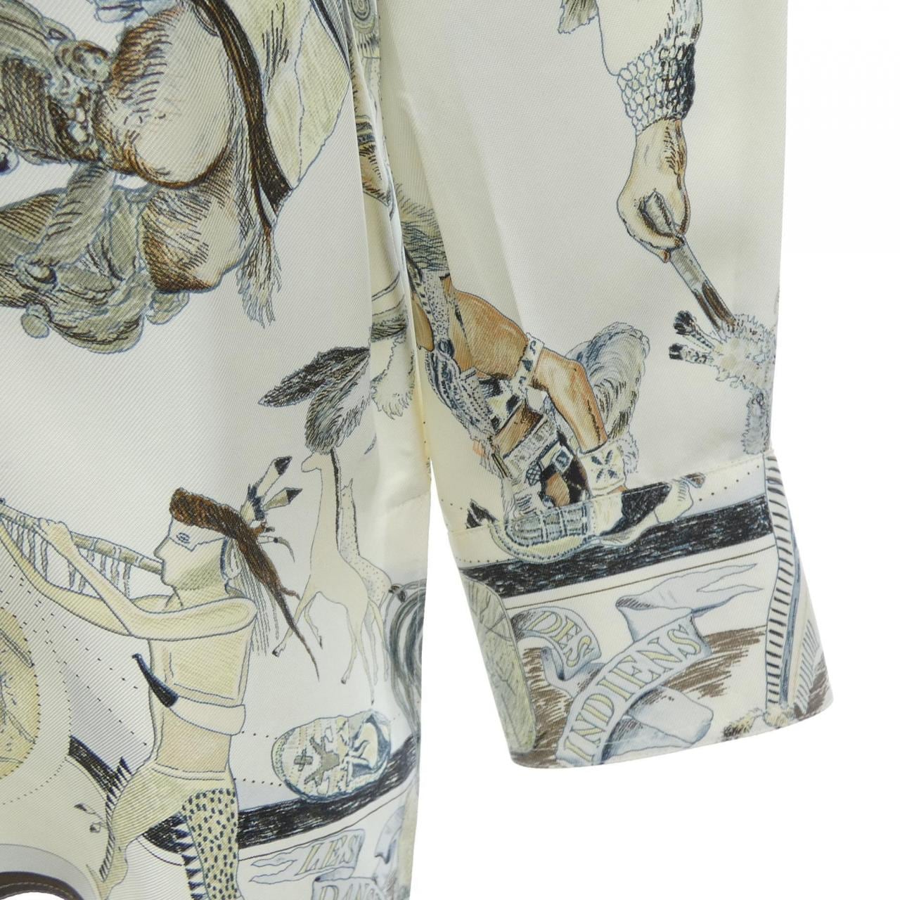 【ヴィンテージ】エルメス HERMES LES DANSES DES INDIENS ツイルレーヌ. シャツ