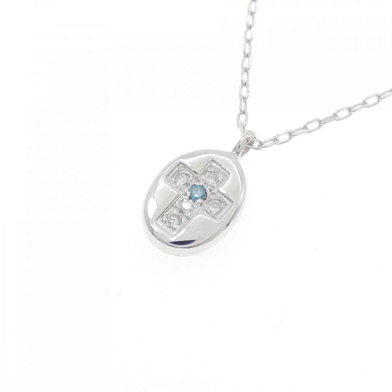 K18WG クロス ダイヤモンド ネックレス 0.05CT