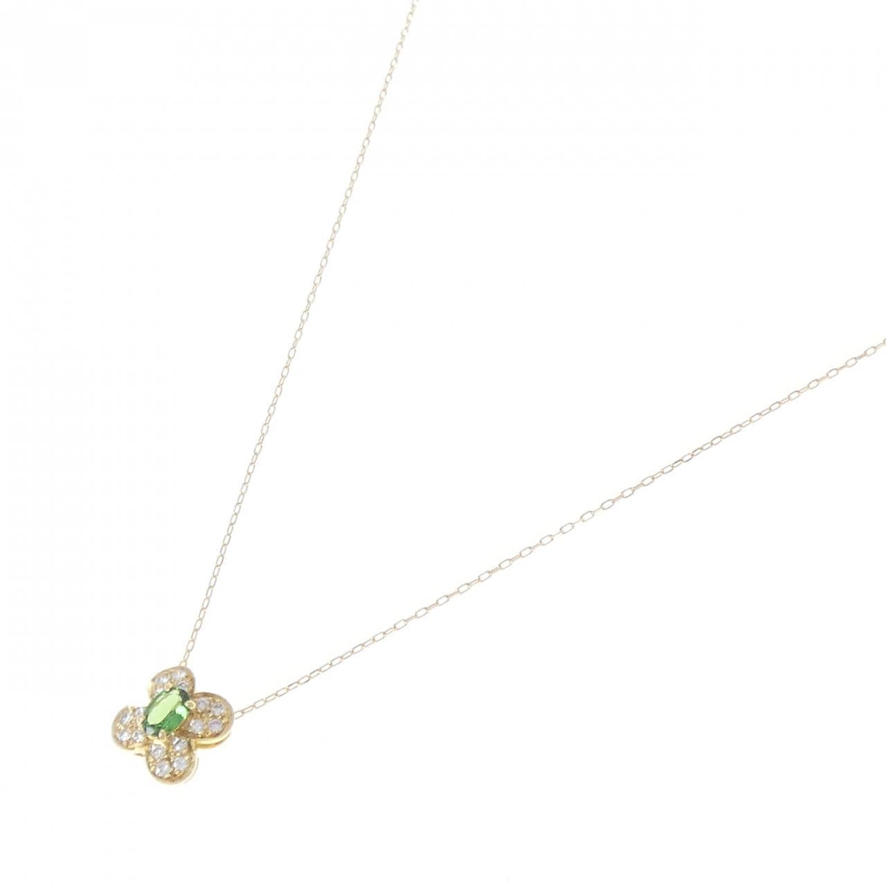 K18YG フラワー グリーンガーネット ネックレス 0.465CT