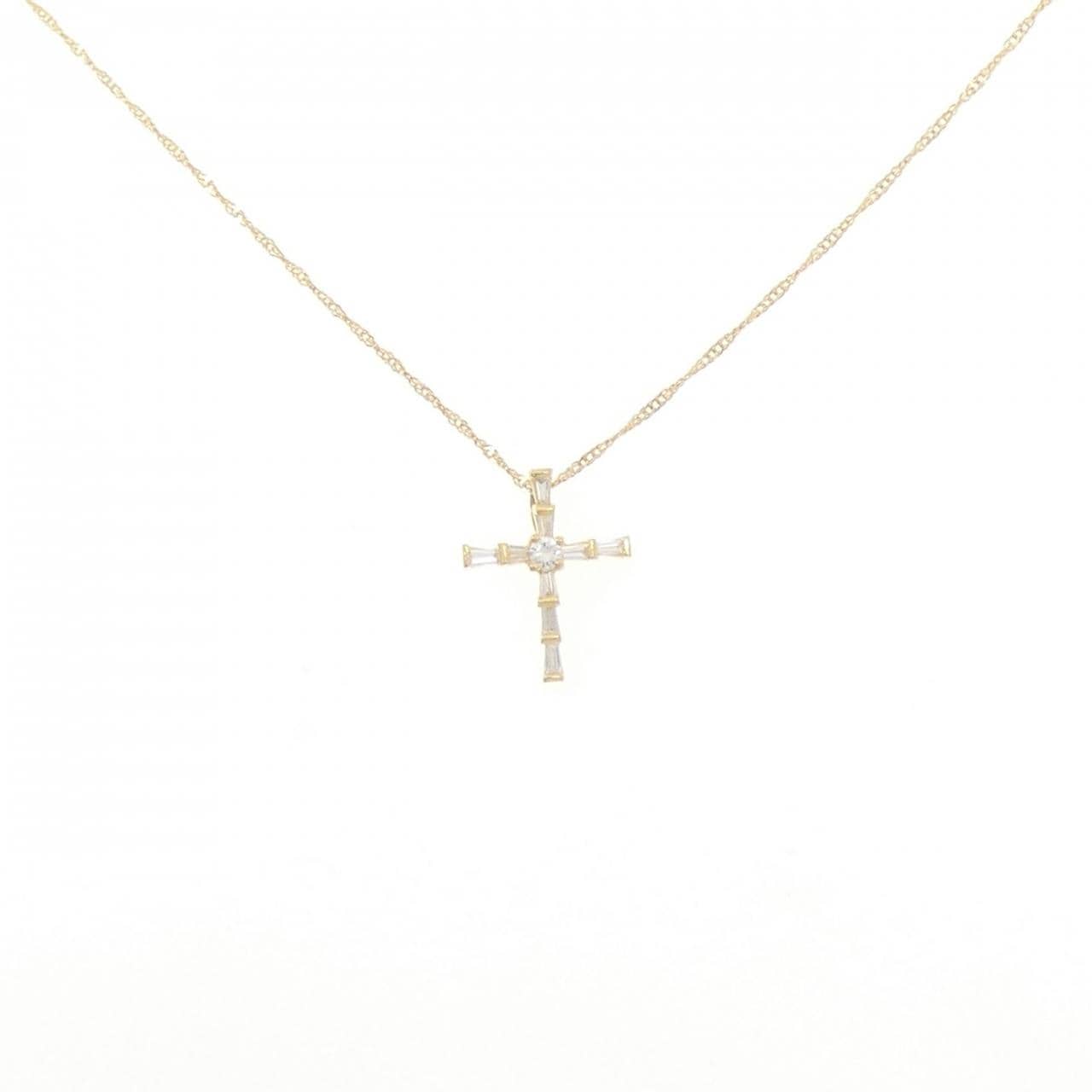 K18YG クロス ダイヤモンド ネックレス 0.20CT