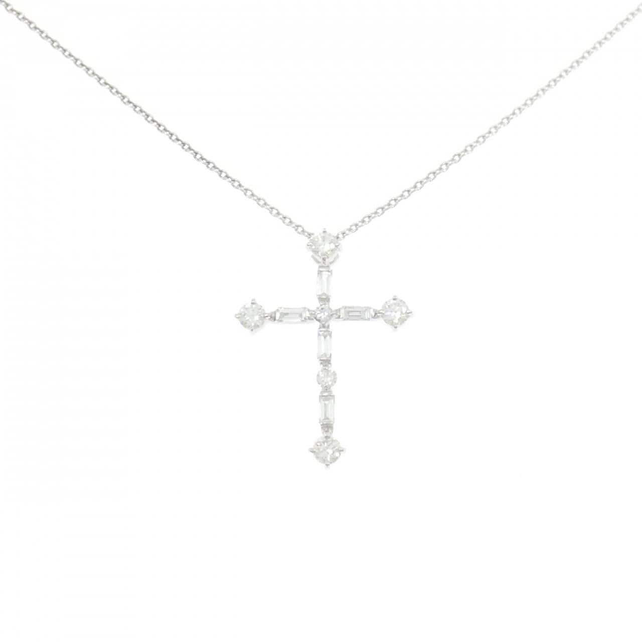 K18WG クロス ダイヤモンド ネックレス 1.00CT