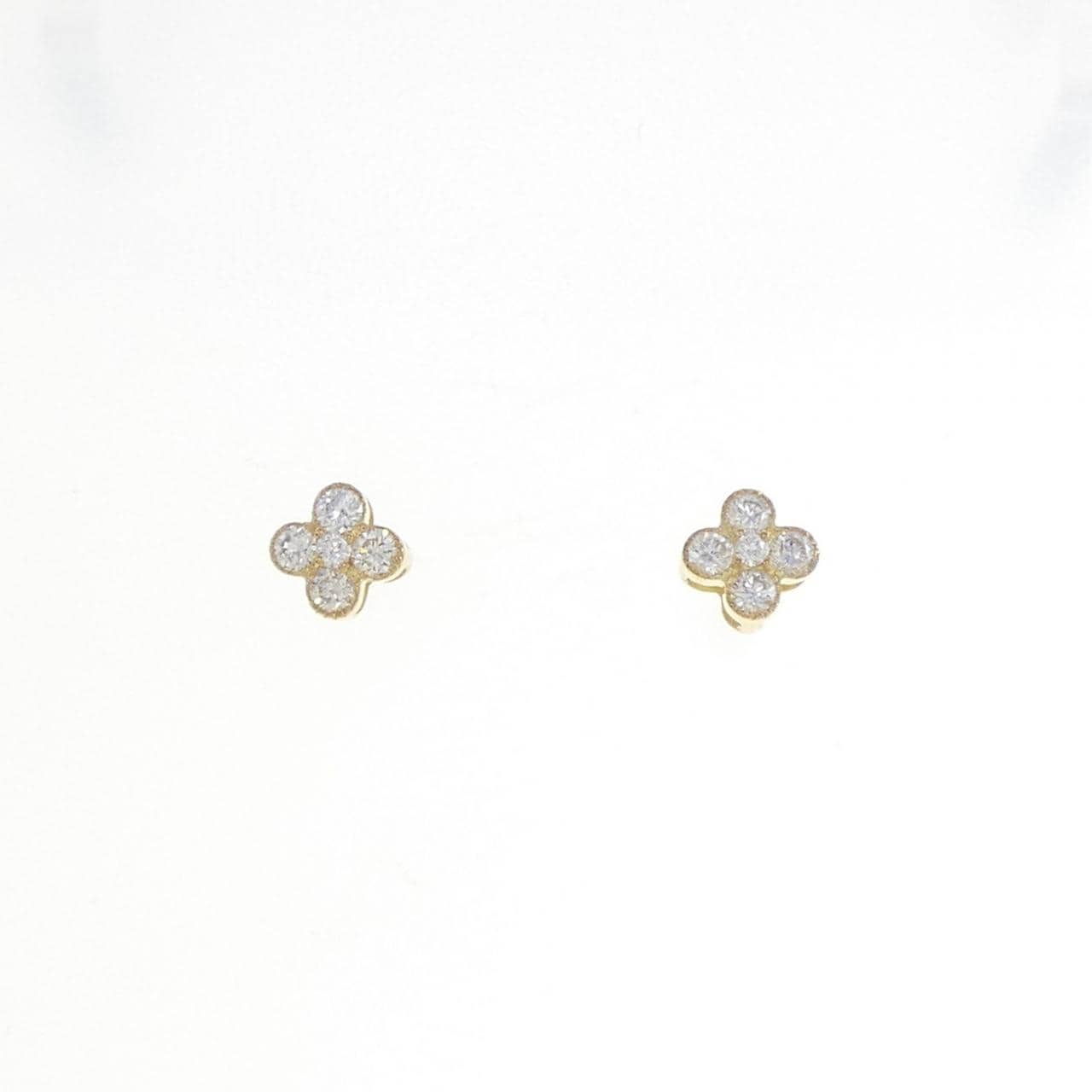 [再加工款] K18YG花朵鑽石耳環0.20CT