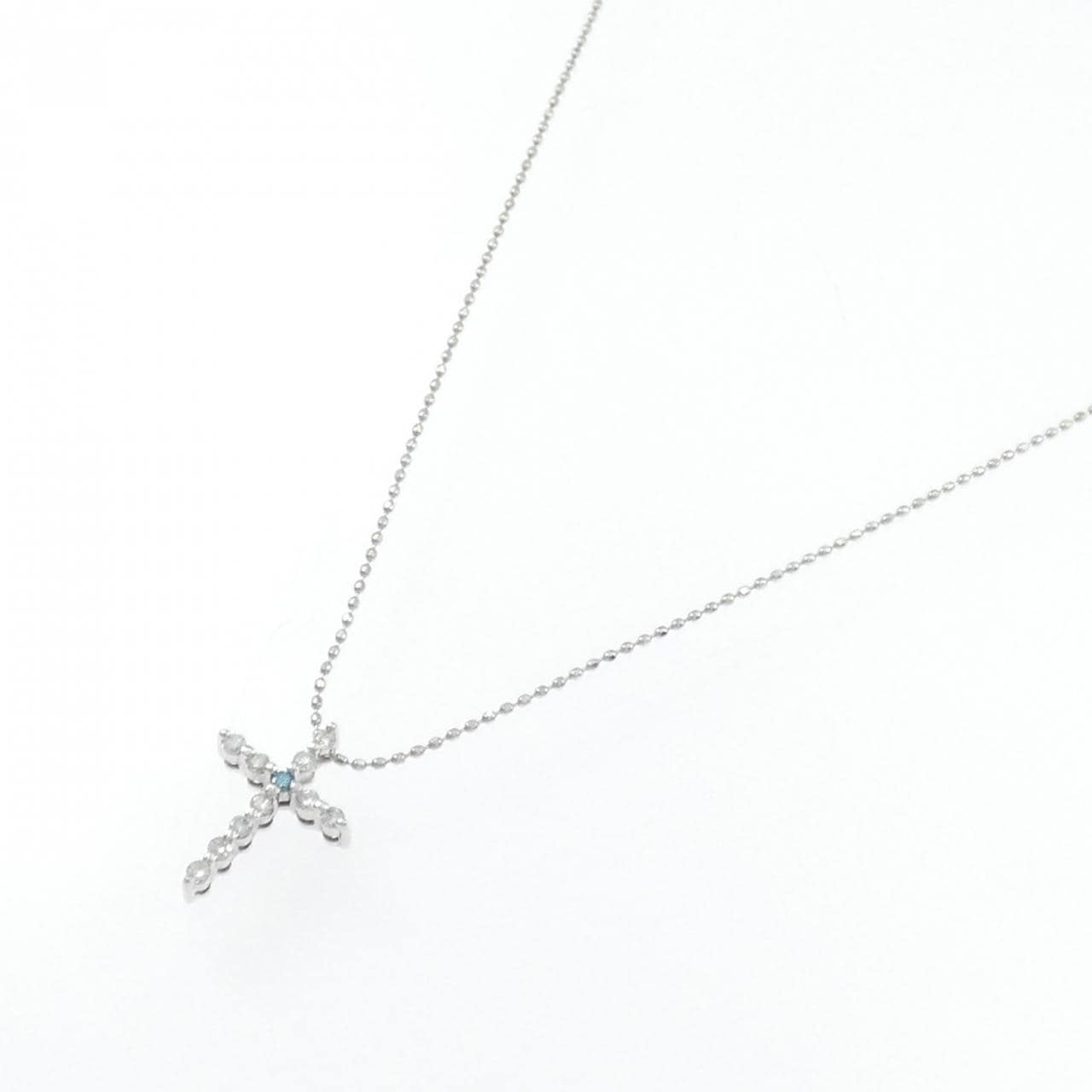 K18WG クロス ダイヤモンド ネックレス 0.15CT