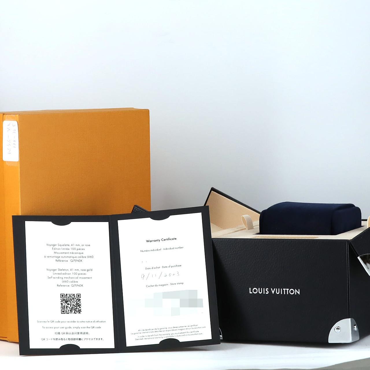 ルイヴィトン ヴォヤジャースケルトン RG LIMITED Q7EN0 PG･RG 自動巻