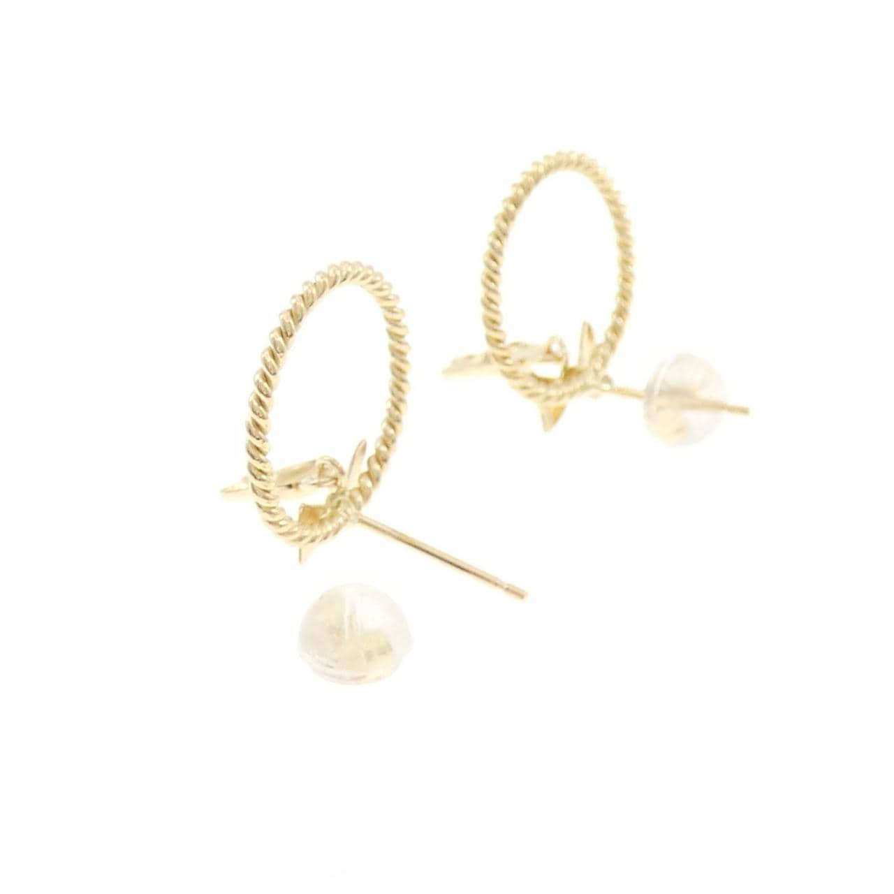 K18YG リボン×ベル ピアス