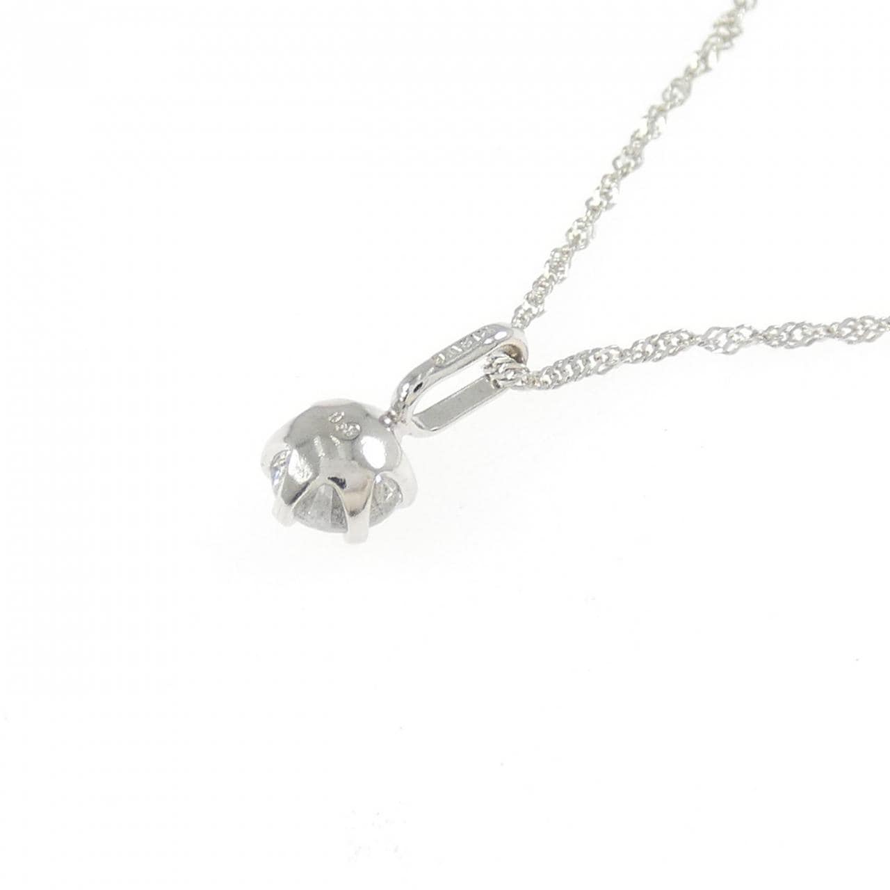 K18WGソリティア  ダイヤモンド ネックレス 0.3CT