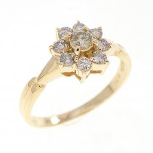 K18YG フラワー ダイヤモンド リング 0.31CT
