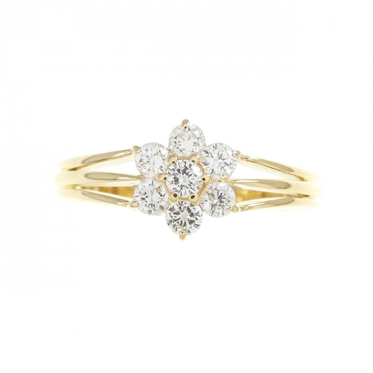 K18YG フラワー ダイヤモンド リング 0.32CT